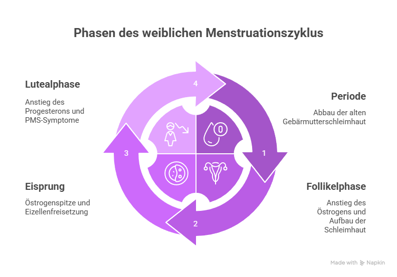 Phasen des weiblichen Zyklus und Auswirkung auf Stimmung - Grafik