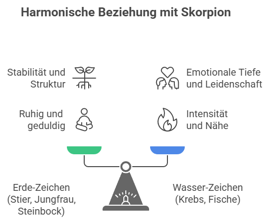 Warum einige Sternzeichen besonders gut zum Skorpion passen - Grafik