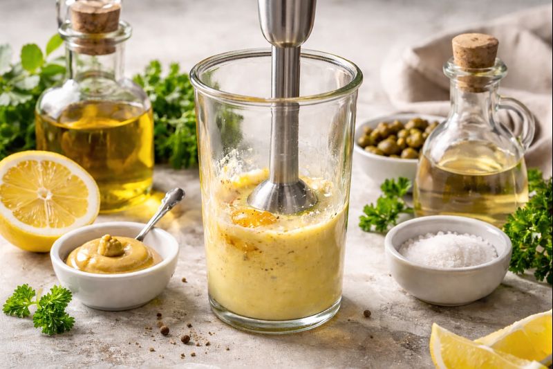 Ei und Senf anpürieren