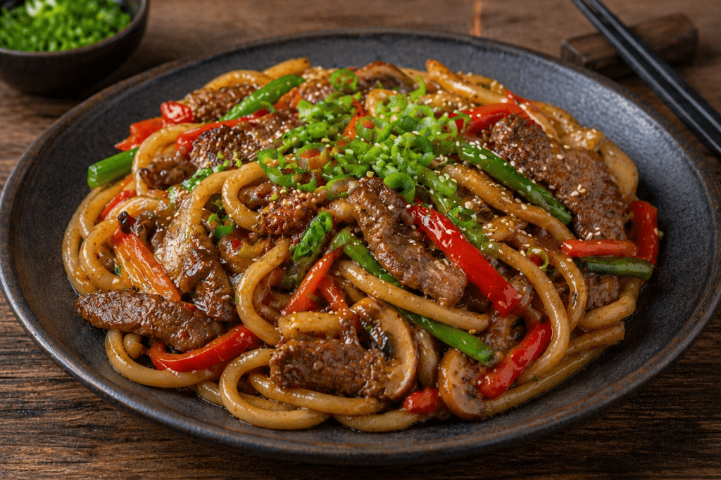 Rezept Yaki Udon mit Rindfleisch und Gemüse